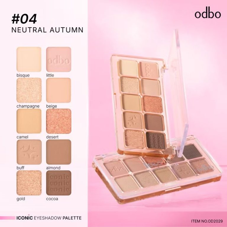 OD2029 odbo iconic eyeshadow palette โอดีบีโด ไอโคนิค อายแชโดว์ 7g. - 04.Neutral autumn