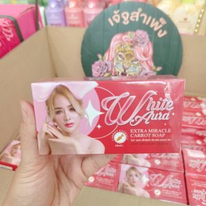 AA - White Aura gluta Carrot Soap ไวท์ ออร่า เอ็กซ์ตร้า มิราเคิล แครอท โซป 160g.