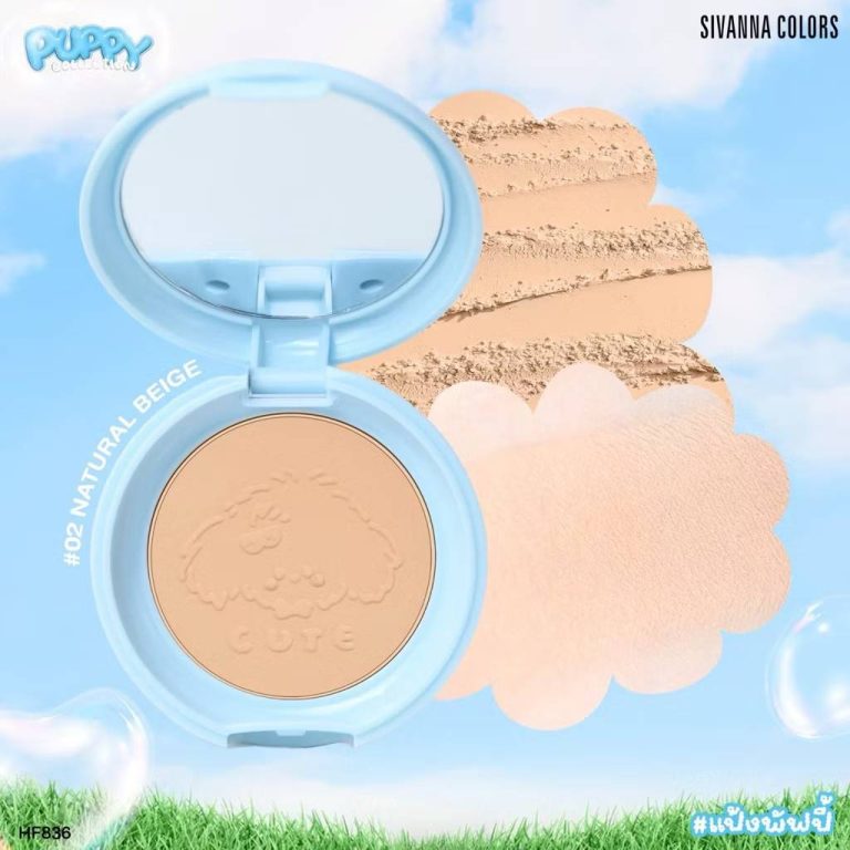 HF836 Sivanna colors puppy velvet fixed powder pact ซีเวนน่า คัลเลอร์ส พัพพี เวลเวท ฟิคซ์ พาวเดอร์ แพ็ค 5.5g - 02. natural beige