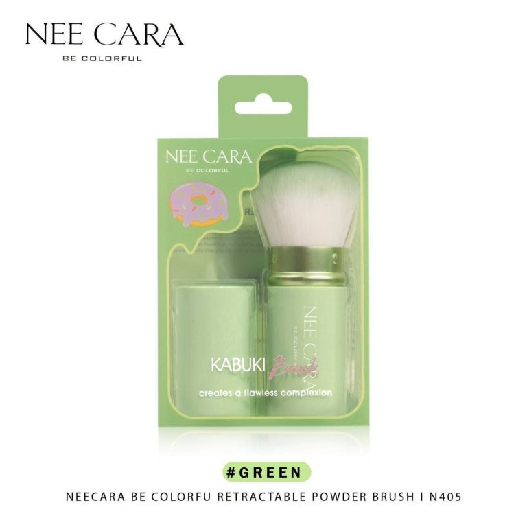 Nee cara retractable powder brush นีคาร่า คัลเลอร์ฟูล แปรงปัดแก้ม - 01.สีเขียว