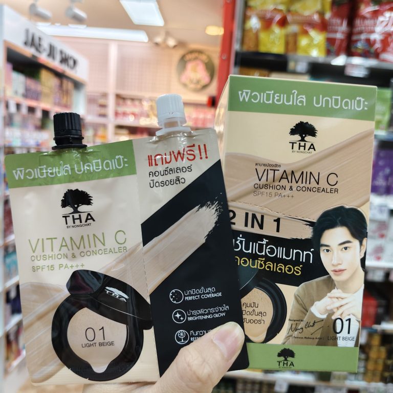 THA vitamin c cushion&concealer spf 15 pa+++ ฑาบายน้องฉัตร วิตามิน ซี คุชชั่น แอนด์ คอนซิลเลอร์ 7g+2g x6pcs - 01.Light