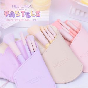 Nee cara 4pcs brush set with bag นีคาร่า บี คัลเลอร์ฟลู ชุดแปรงแต่งหน้า