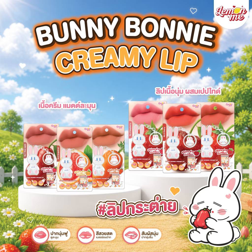 Lemon me bunny bonnie creamy lip เลม่อน มี บันนี่ บอนนี่ ครีมมี่ ลิป 1.3g