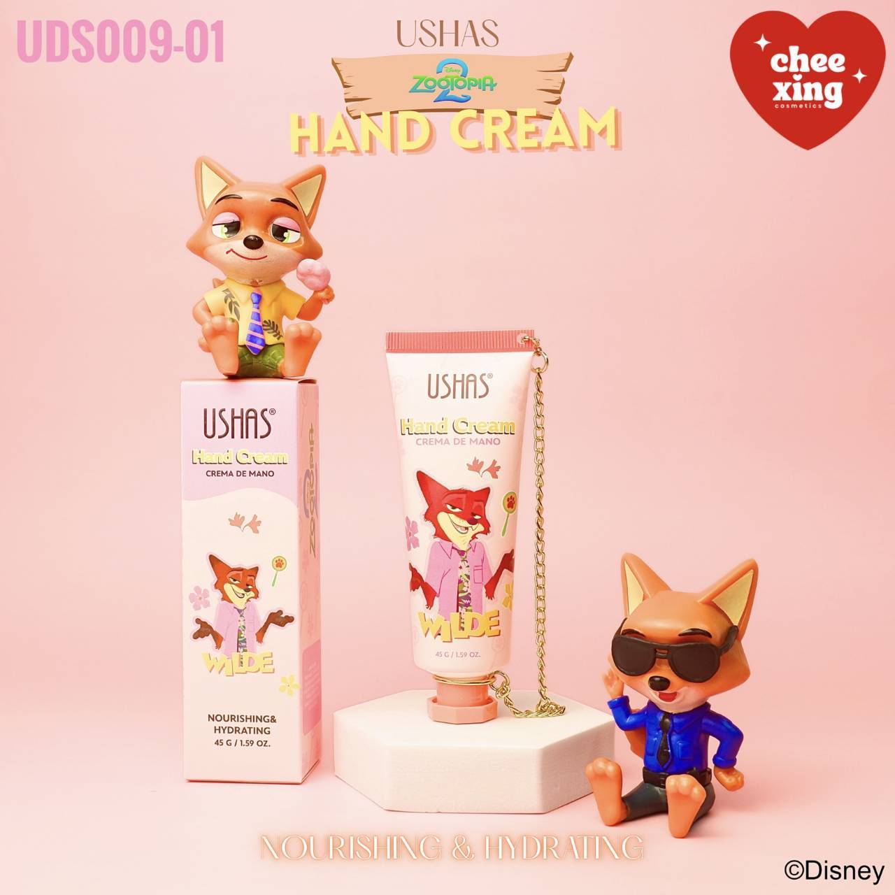 ushas hand cream crema de mano ยูสซาส แฮนด์ครีม สีชมพู 45g