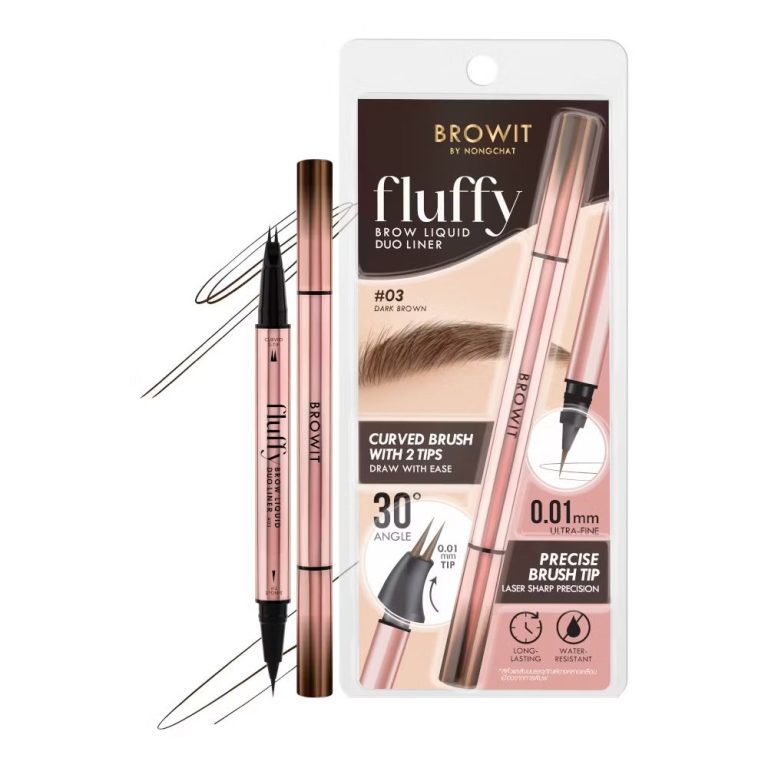 Browit fluffy brow liquid duo liner#01 soft brown บราวอิท ฟลัฟฟี่บราวลิควิดดูโอ้ไลน์เนอร์#ซอฟน์บราวน์ 0.3x0.3ml. - 03.dark brown