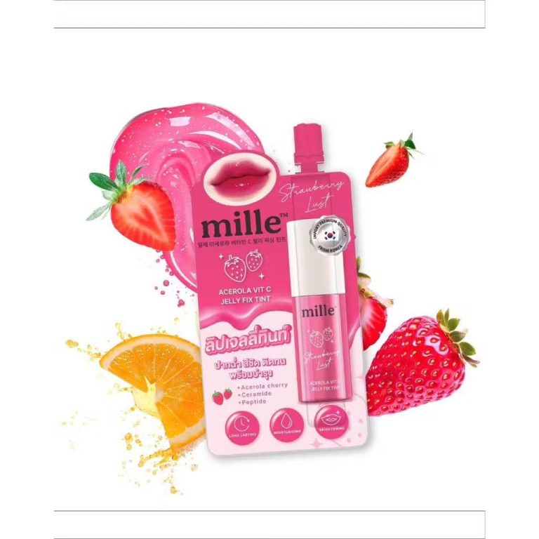 Mille acerola vit c jelly fix tint มิลเล่ อะเชโรลา วิต ซี เจลลี่ ฟิกซ์ ทิ้นท์ 3gx6pcs. - 02.strawberry lust