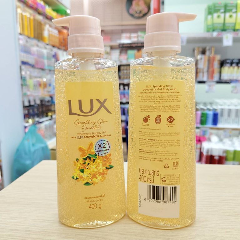 LUX sparkling glow gel bodywash ลักส์ สปาร์คกลิ้ง โกลว์ เจล บอดี้วอช 400g - 02. osmanthus (เหลือง)
