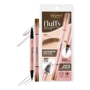 Browit fluffy brow liquid duo liner#02 natural brown บราวอิท ฟลัฟฟี่บราวลิควิดดูโอ้ไลน์เนอร์# เนเชอรัลบราวน์ 0.3x0.3ml.