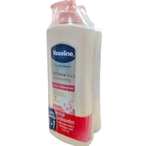 Vaseline healthy bright uv extra brightning gluta creamide วาสลีน เฮลตี้ ไบร์ท ยูวี เอ็กตร้า ไบร์ทเทนนิ่ง กลูตร้า 1+1สีชมพู 300ml+2pcs