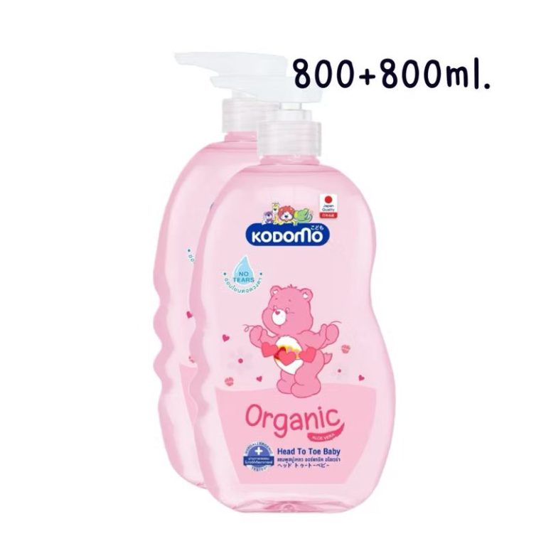 Kodomo organic head to toe baby โคโดโม ครีมอาบน้ำ 800mlx2pcs - ชมพู