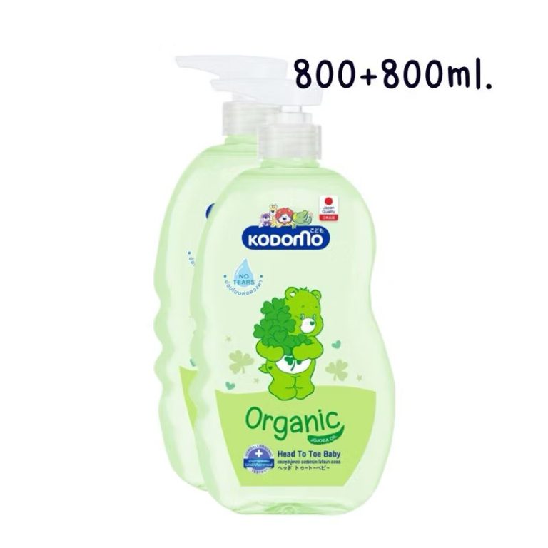 Kodomo organic head to toe baby โคโดโม ครีมอาบน้ำ 800mlx2pcs - เขียว