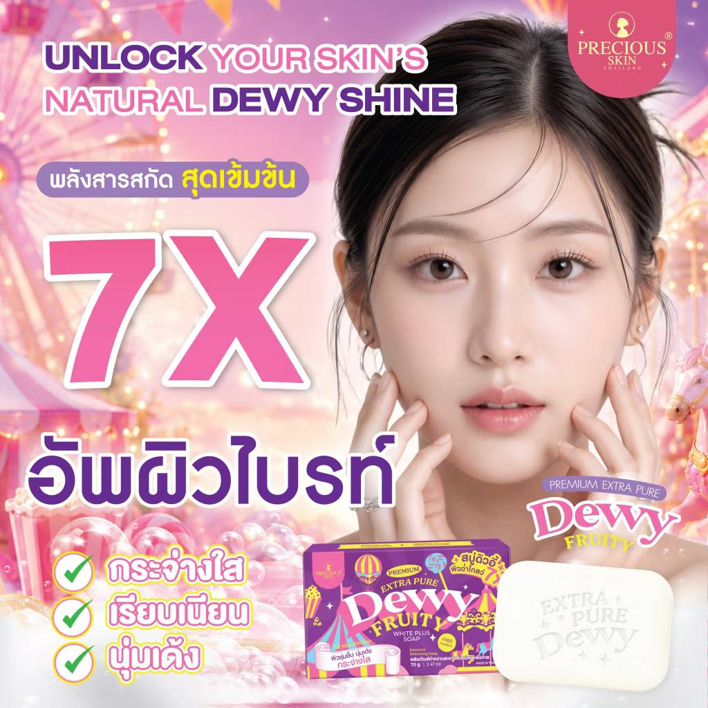 premium extra pure dewy fruity soap พรีเมี่ยม เอ็กซ์ตร้า เพียว ดิวอี้ ฟรุตตี้ ไวท์ พลีส โซป 70g - Image 8
