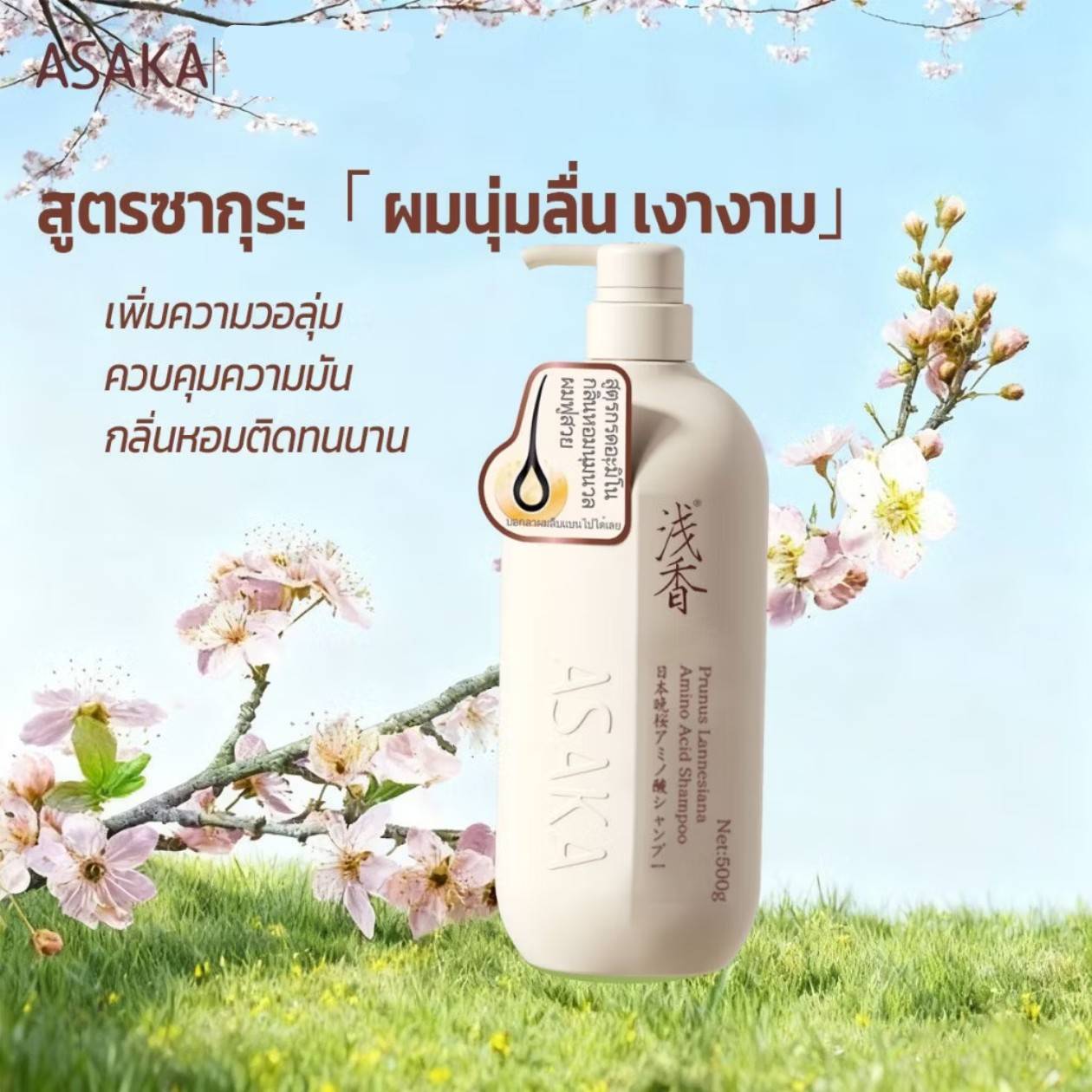 ASAKA prunus lannesiana amino acid shampoo อาซากะ แชมพูผมนุ่มสวย 300g - Image 19