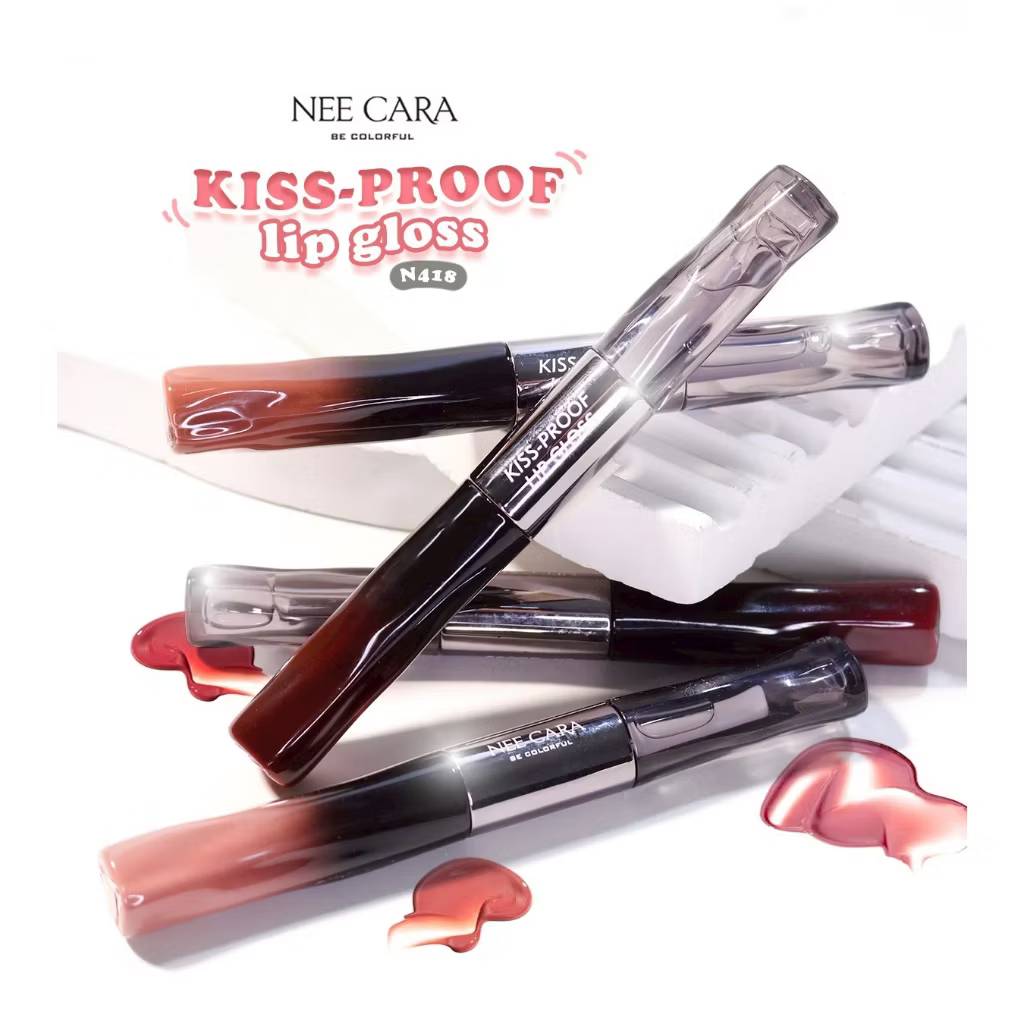 N418 Nee cara kiss-proof lip gloss#01so cheeky 1+5g นีคาร่า ลิปกลอส2หัว - Image 2