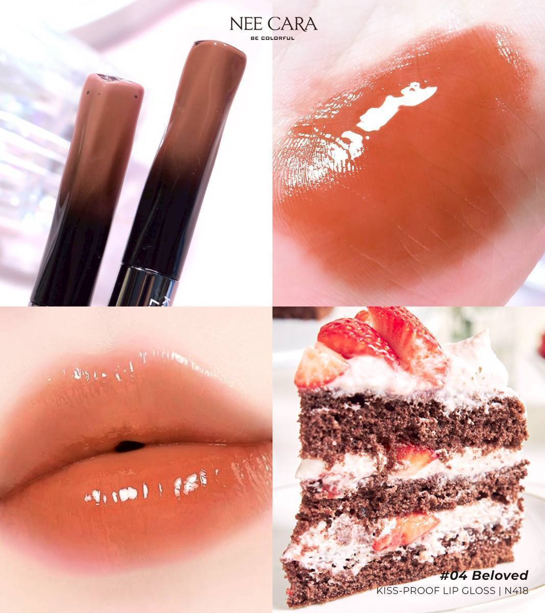 N418 Nee cara kiss-proof lip gloss#01so cheeky 1+5g นีคาร่า ลิปกลอส2หัว - Image 12