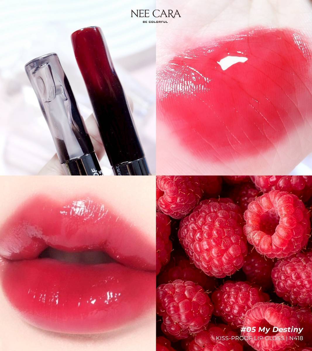 N418 Nee cara kiss-proof lip gloss#01so cheeky 1+5g นีคาร่า ลิปกลอส2หัว - Image 13