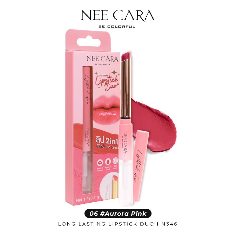 Nee cara long lasting lipstick duo 2in1 - NO.6Aurora Pink