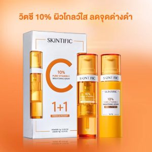 Skintific 10% pure vitamin c brightening serum สคินทิฟฟิค 10% เพียว วิตามินซี ไบร์ทเทนนิ่ง เซรั่ม 1+9gx2