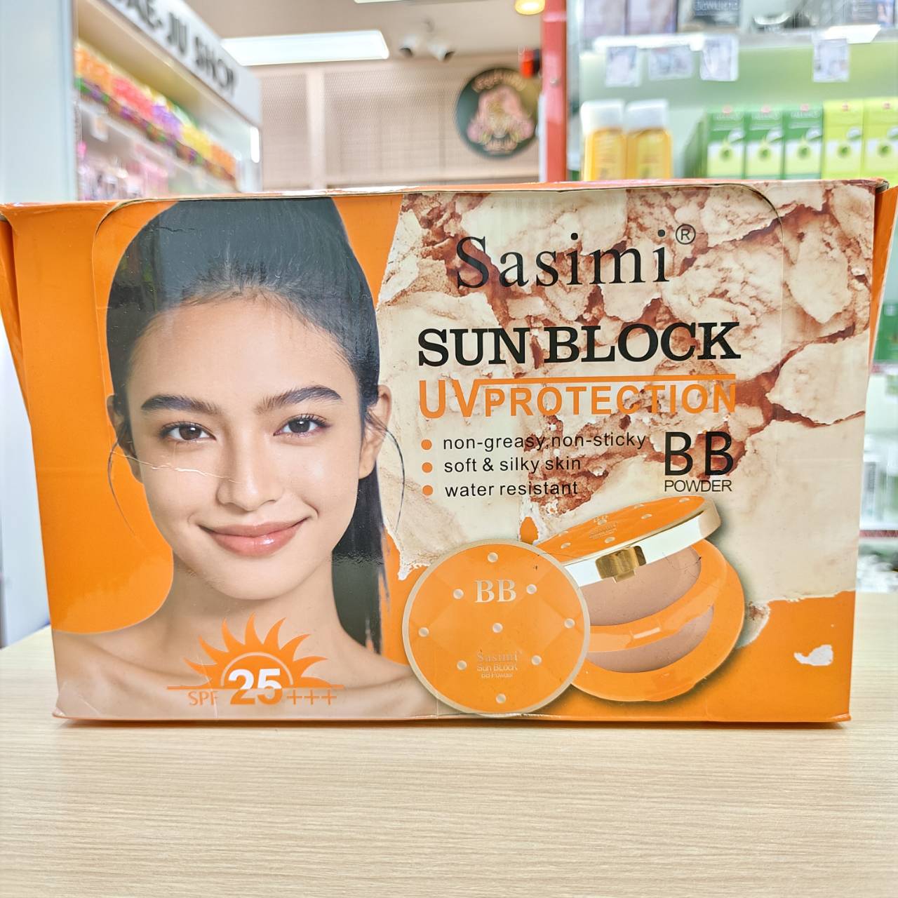 NO.S92022 Sasimi sunblock uv protection BB powder ซาซิมิ ซัน บล็อค บีบี พาวเดอร์ แป้งกันแดด 20g/x12pcs - Image 2