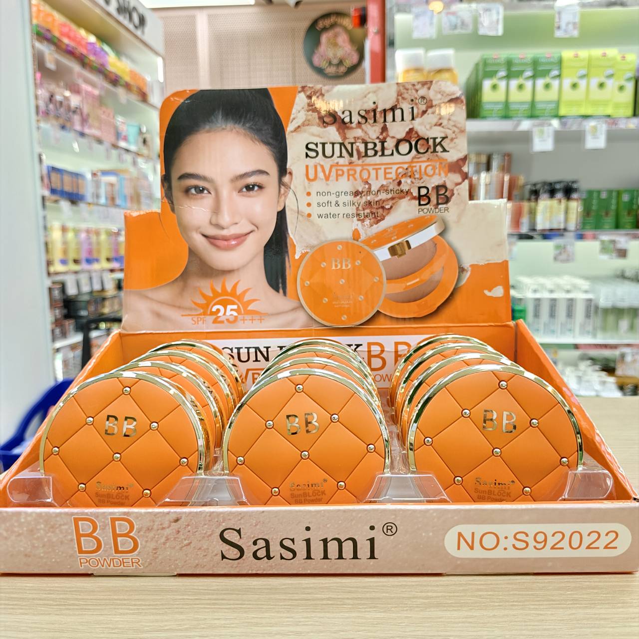 NO.S92022 Sasimi sunblock uv protection BB powder ซาซิมิ ซัน บล็อค บีบี พาวเดอร์ แป้งกันแดด 20g/x12pcs - Image 3