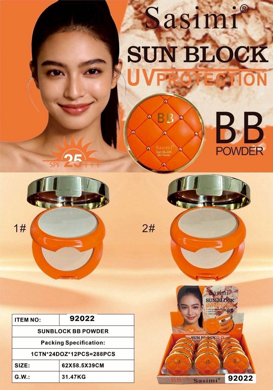 NO.S92022 Sasimi sunblock uv protection BB powder ซาซิมิ ซัน บล็อค บีบี พาวเดอร์ แป้งกันแดด 20g/x12pcs - Image 8