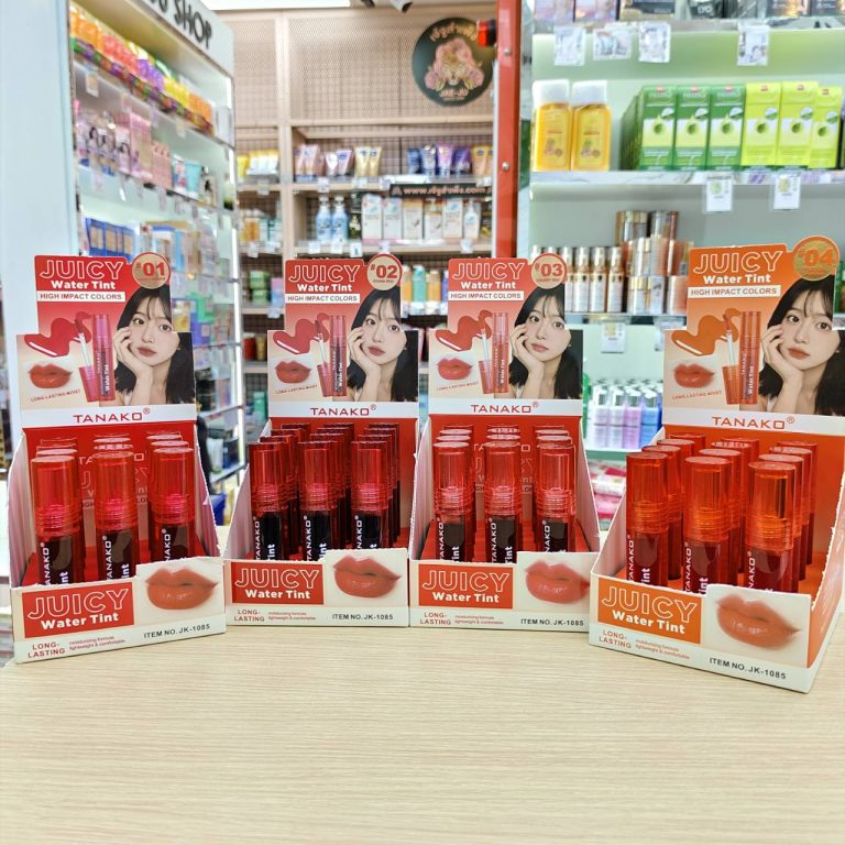 NO.JK-1085 Tanako juicy water tint high impact colors ทานาโกะจุซซี่ ลิปทิ้น 4ml/x12pcs - 01. Honey peach