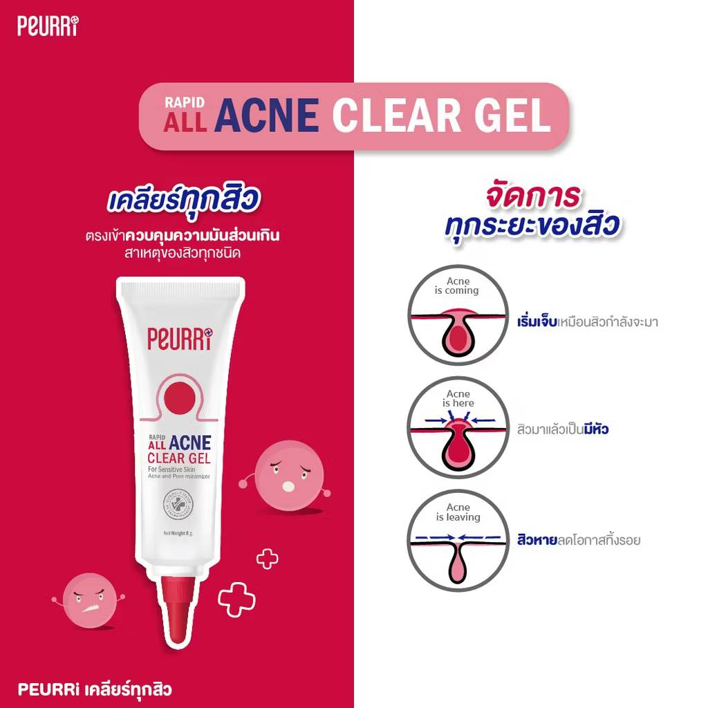 Peurri anti acne cleanser for sensitive skin 3g เพียวรี แอนตี้ แอคเน่ เจล 3g - Image 4