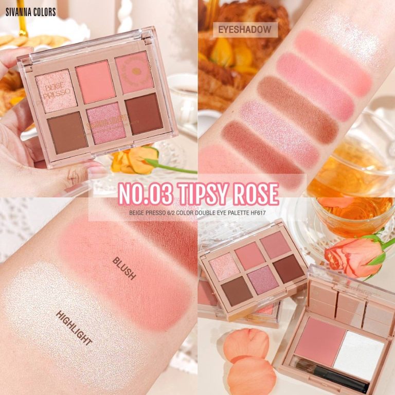 SIVANNA COLORS BEIGE PRESSO EYE PALETTE - TIPSY ROSE