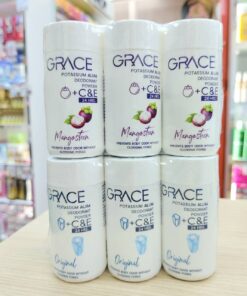 Grace potassium alum deodorant powder+C&E เกรซ แป้งระงับกลิ่นกาย 35gx6pcs