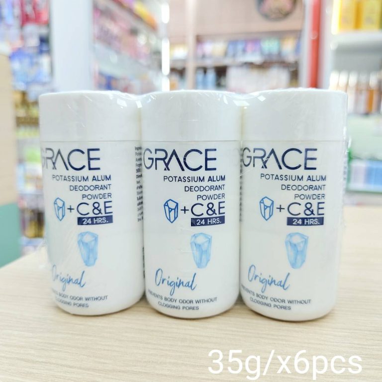 Grace potassium alum deodorant powder+C&E เกรซ แป้งระงับกลิ่นกาย 35gx6pcs - 01. original