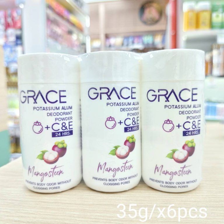 Grace potassium alum deodorant powder+C&E เกรซ แป้งระงับกลิ่นกาย 35gx6pcs - 02. mangosteen
