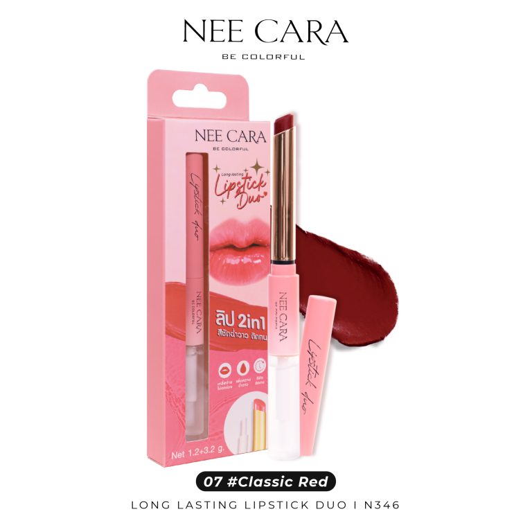 Nee cara long lasting lipstick duo 2in1 - NO.7Classic Red