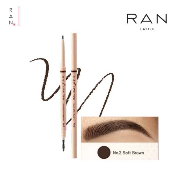 Ran slim eyebrow by pom vinij รัน สลิม อายโบรว์ 0.05g - 02. soft brown