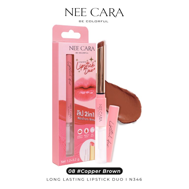 Nee cara long lasting lipstick duo 2in1 - NO.8Copper Brown