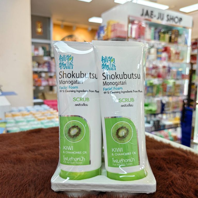 Shokubutsu monogatari facial foam โชกุบุสซึโมโนกาตาริ โฟมล้างหน้า3สูตร 100gx6pcs - 02.SCRUBสีเขียว