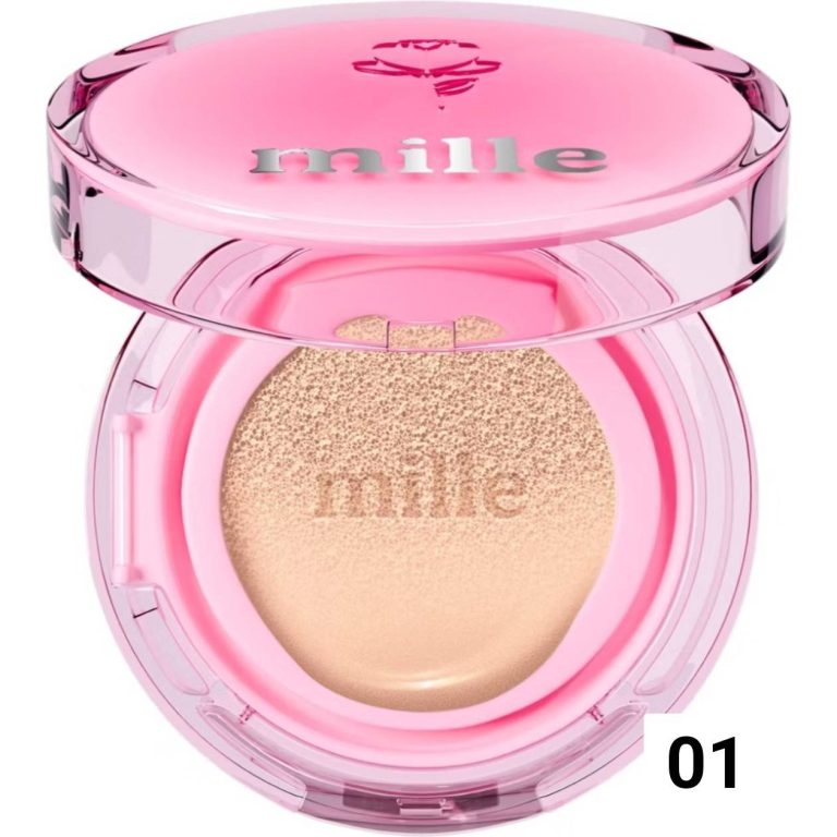 Mille perfect matte long wear cushion  spf50 pa+++ มิลเล่ คุชชั่น กล่องชมพู 14g. - 01.Light