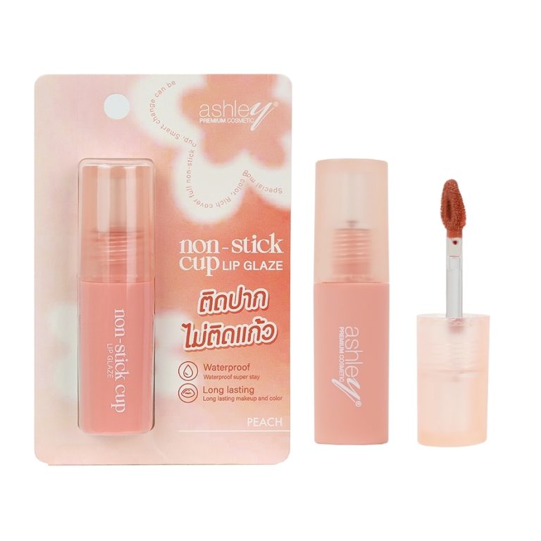 Ashley non-stick cup lip glaze แอชลี่ย์ นอน-สติ๊ก คัพ ลิป เกลช - NO.1Peach