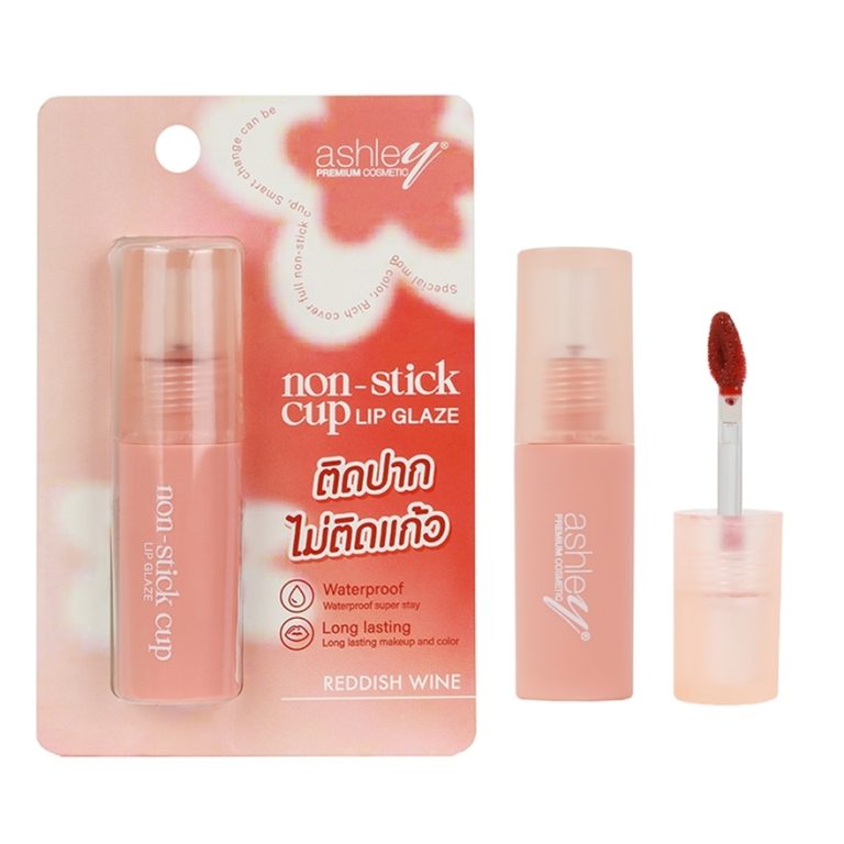Ashley non-stick cup lip glaze แอชลี่ย์ นอน-สติ๊ก คัพ ลิป เกลช - NO.4Reddish Wine