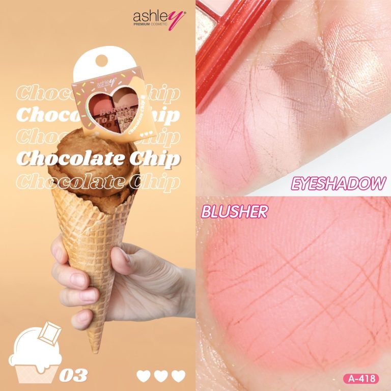 Ashley beauty to fresh Eyeshadow&Blush แอชลี่ย์ บิวตี้ ทู เฟรช - NO.3Chocolate Chip