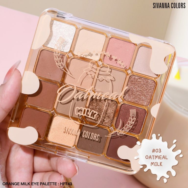 Sivanna colors strawberry milk eye palette ซีเวนน่า คัลเลอร์ส อายพาเลท 16ช่อง - 03.oatmeal milk