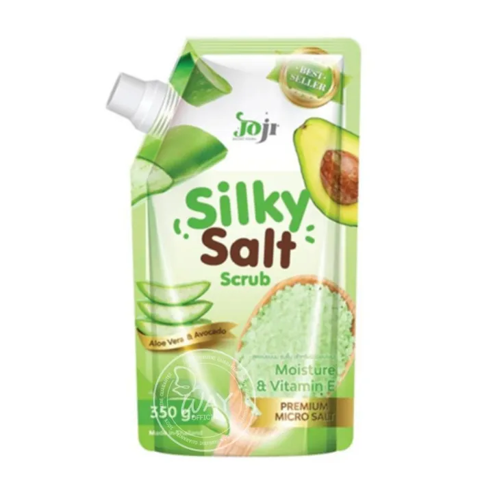 Joji secret young silky salt scrub โจจิ ซิลกี้ ซอลล์ สครับ 350g. - aloe vera&avocaro