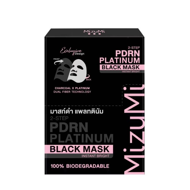 Mizumi pdrn piatinum black mask lnstant มิซึมิ พีดีอาร์เอ็น แพลทตินัม แบล็ค อิน 30mlx5pcs - 01. bright