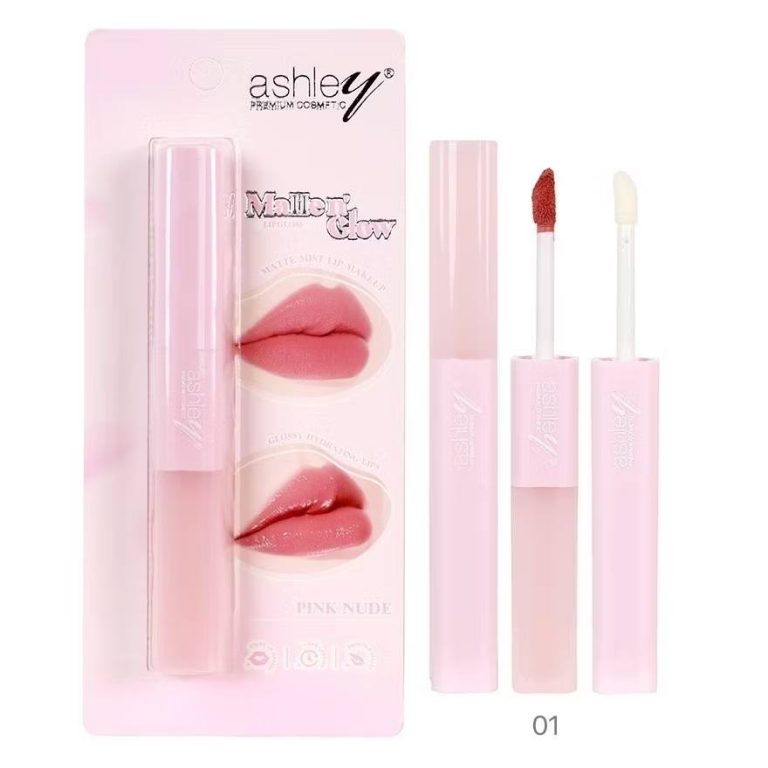 A-453 Ashley matte n' glow lipgloss แอชลี่ย์ แมท เอ็น โกลว์ลิป 1.1g+2g - 01. Pink nude