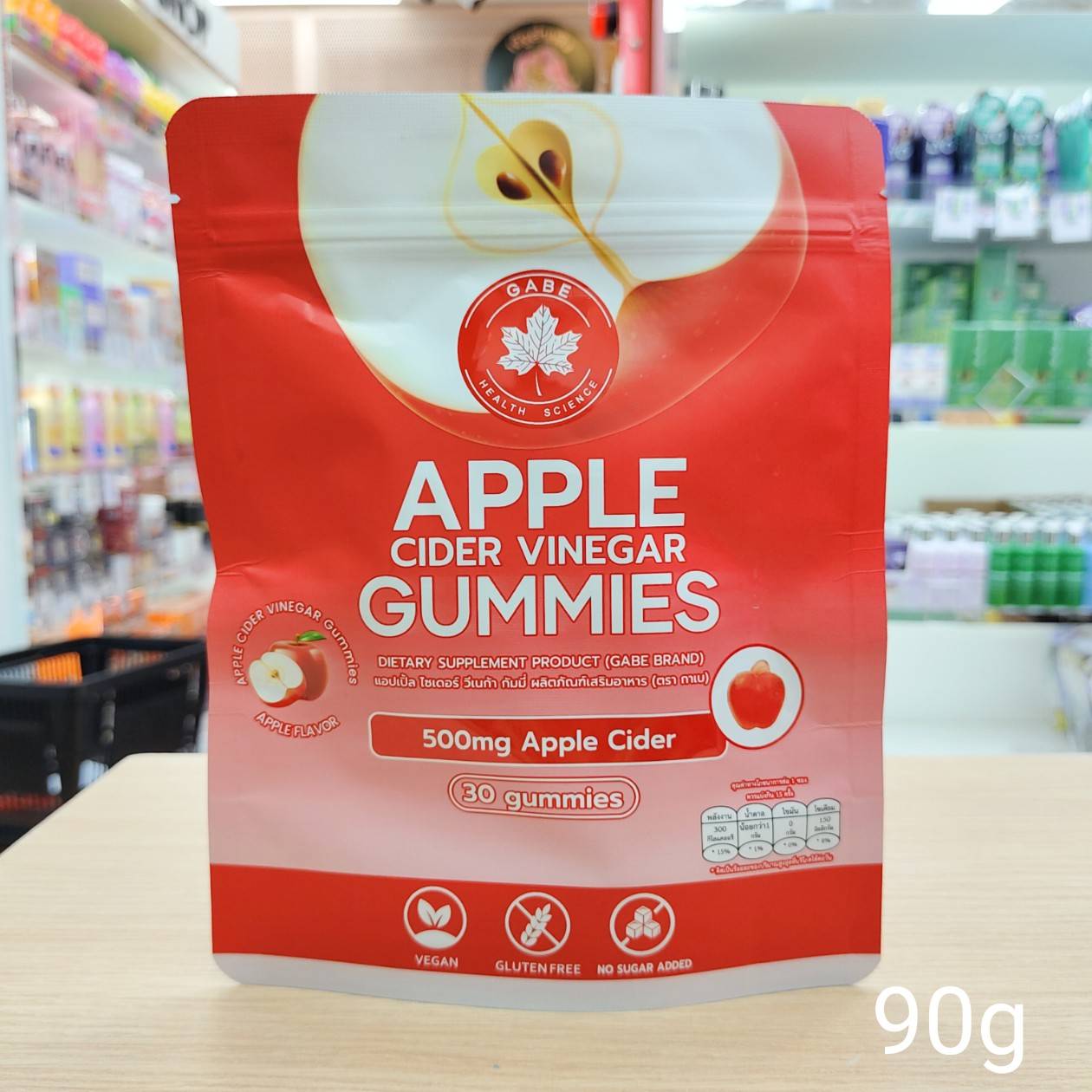 Gabe apple cider vinegar gummies แอปเปิ้ล ไซเดอร์ วีเนก้า กัมมี่ (3gx30pcs) 90g