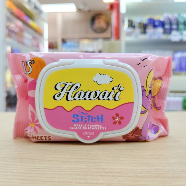 UDS025 USHAS Makeup remover cleansing towelettes Stitch ทิชชู่สติทซ์ รีมูฟเวอร์ - 01. Hawaii(ชมพู)