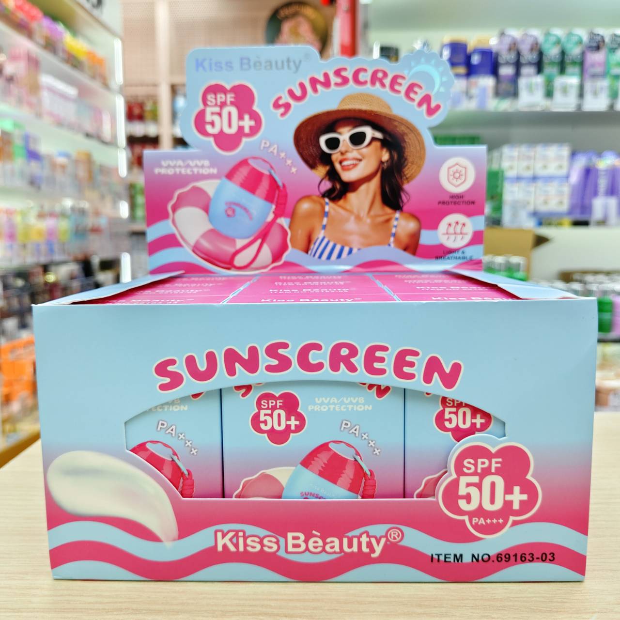 69163-03 Kiss beauty sunscreen คิสบิวตี้ ซันสกรีน ครีม spf50+ pa+++ 60ml/x12pcs