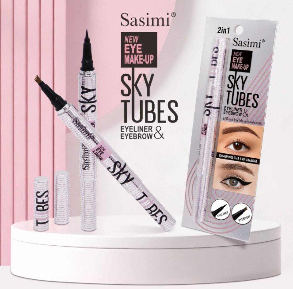 S92035 Sasimi skytubes eyeliner&eyebrow ซาซิมิ สกาย ทิวบ์ ไอไลเนอร์ แอนด์ อายบราว 2ml+2ml/x12pcs