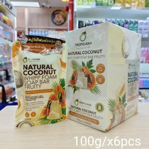 Tropicana natural coconut whipp foam soap bar Fruity 100g สบู่น้ำมันมะพร้าววิปโฟม ฟรุ๊ตตี้ 100g/x6pcs