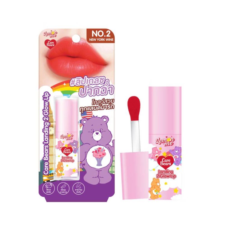 Lemon me care bears landing 2 glow lip เลม่อน มี แคร์แบร์ แลนดิ้ง ทู โกลว์ ลิป 3g - 02. New york wink