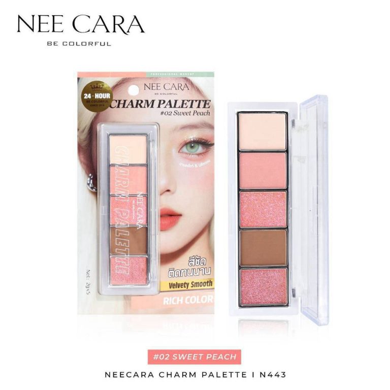 N443 Nee cara be charm palette นี คารา บี คัลเลอร์ฟูล ชาร์ม พาเลท 2g/x5 - 02. Sweet peach